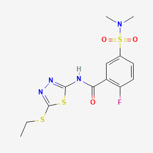 molecular formula C13H15FN4O3S3 B5808750 5-[(dimethylamino)sulfonyl]-N-[5-(ethylthio)-1,3,4-thiadiazol-2-yl]-2-fluorobenzamide 