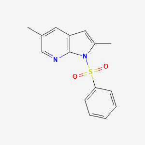 molecular formula C15H14N2O2S B580880 1-(苯磺酰基)-2,5-二甲基-7-氮杂吲哚 CAS No. 1227270-58-7