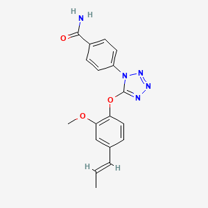 molecular formula C18H17N5O3 B5808821 4-{5-[2-methoxy-4-(1-propen-1-yl)phenoxy]-1H-tetrazol-1-yl}benzamide 