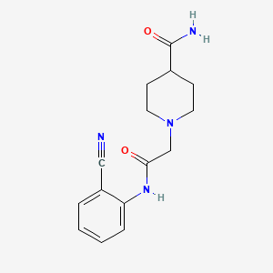 molecular formula C15H18N4O2 B5808845 1-{2-[(2-cyanophenyl)amino]-2-oxoethyl}-4-piperidinecarboxamide 