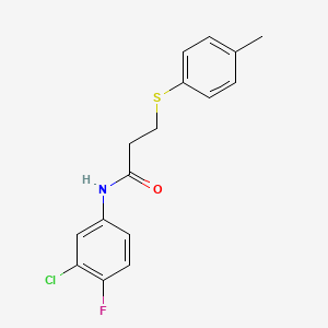 molecular formula C16H15ClFNOS B5808978 N-(3-chloro-4-fluorophenyl)-3-[(4-methylphenyl)thio]propanamide 