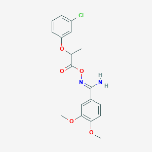 molecular formula C18H19ClN2O5 B5809154 N'-{[2-(3-chlorophenoxy)propanoyl]oxy}-3,4-dimethoxybenzenecarboximidamide 