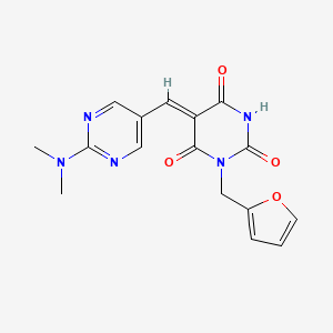 molecular formula C16H15N5O4 B5809156 5-{[2-(dimethylamino)-5-pyrimidinyl]methylene}-1-(2-furylmethyl)-2,4,6(1H,3H,5H)-pyrimidinetrione 