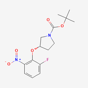 molecular formula C15H19FN2O5 B580947 (S)-叔丁基 3-(2-氟-6-硝基苯氧基)吡咯烷-1-羧酸酯 CAS No. 1233860-33-7