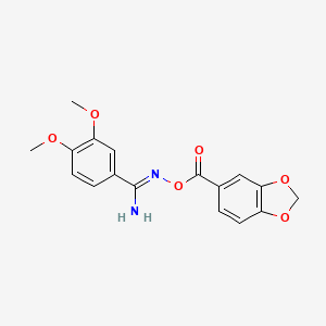molecular formula C17H16N2O6 B5809500 N'-[(1,3-benzodioxol-5-ylcarbonyl)oxy]-3,4-dimethoxybenzenecarboximidamide 
