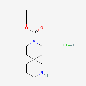 molecular formula C14H27ClN2O2 B580953 叔丁基2,9-二氮杂螺[5.5]十一烷-9-羧酸酯盐酸盐 CAS No. 1279866-58-8