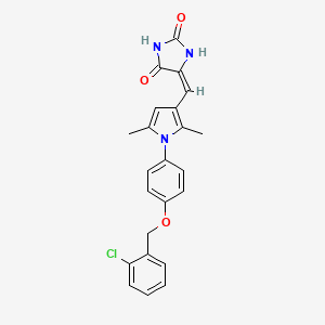 molecular formula C23H20ClN3O3 B5809649 5-[(1-{4-[(2-chlorobenzyl)oxy]phenyl}-2,5-dimethyl-1H-pyrrol-3-yl)methylene]-2,4-imidazolidinedione 