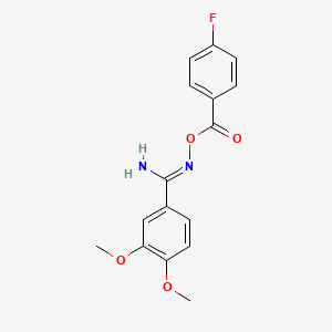 molecular formula C16H15FN2O4 B5809724 N'-[(4-fluorobenzoyl)oxy]-3,4-dimethoxybenzenecarboximidamide 