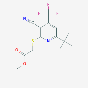 ethyl {[6-tert-butyl-3-cyano-4-(trifluoromethyl)pyridin-2-yl]thio}acetate