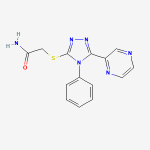 molecular formula C14H12N6OS B5809902 2-{[4-phenyl-5-(2-pyrazinyl)-4H-1,2,4-triazol-3-yl]thio}acetamide 