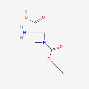 molecular formula C9H16N2O4 B580996 3-氨基-1-[(叔丁氧基)羰基]氮杂环丁烷-3-羧酸 CAS No. 1262412-13-4