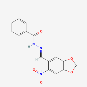 molecular formula C16H13N3O5 B5809969 3-methyl-N'-[(6-nitro-1,3-benzodioxol-5-yl)methylene]benzohydrazide 