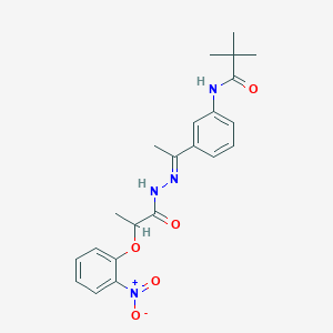 2,2-dimethyl-N-(3-{N-[2-(2-nitrophenoxy)propanoyl]ethanehydrazonoyl}phenyl)propanamide