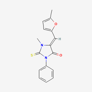 molecular formula C16H14N2O2S B5810173 1-methyl-5-[(5-methyl-2-furyl)methylene]-3-phenyl-2-thioxo-4-imidazolidinone 
