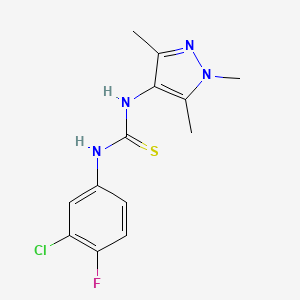 molecular formula C13H14ClFN4S B5810277 N-(3-chloro-4-fluorophenyl)-N'-(1,3,5-trimethyl-1H-pyrazol-4-yl)thiourea 