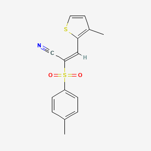 molecular formula C15H13NO2S2 B5810309 2-[(4-methylphenyl)sulfonyl]-3-(3-methyl-2-thienyl)acrylonitrile 