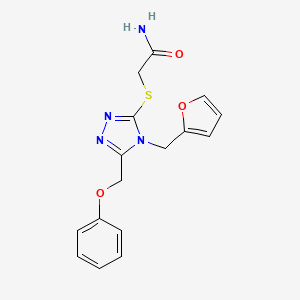 molecular formula C16H16N4O3S B5810485 2-{[4-(2-furylmethyl)-5-(phenoxymethyl)-4H-1,2,4-triazol-3-yl]thio}acetamide 