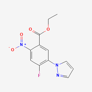 molecular formula C12H10FN3O4 B581058 Ethyl 4-Fluoro-2-nitro-5-(1-pyrazolyl)benzoate CAS No. 1256633-41-6