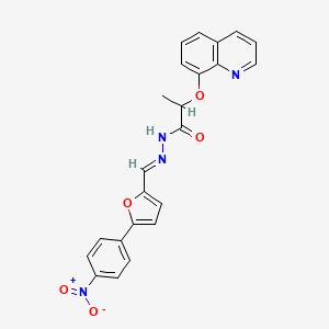 molecular formula C23H18N4O5 B5810618 N'-{[5-(4-nitrophenyl)-2-furyl]methylene}-2-(8-quinolinyloxy)propanohydrazide 