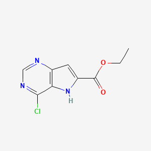 molecular formula C9H8ClN3O2 B581068 ethyl 4-chloro-5H-pyrrolo[3,2-d]pyrimidine-6-carboxylate CAS No. 1638760-02-7