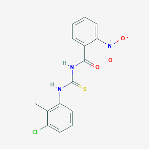 molecular formula C15H12ClN3O3S B5810772 N-{[(3-chloro-2-methylphenyl)amino]carbonothioyl}-2-nitrobenzamide 