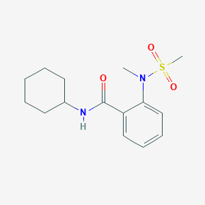 molecular formula C15H22N2O3S B5810807 N-cyclohexyl-2-[methyl(methylsulfonyl)amino]benzamide 
