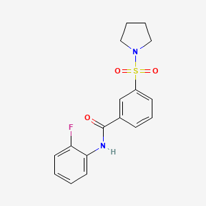 molecular formula C17H17FN2O3S B5810927 N-(2-fluorophenyl)-3-(1-pyrrolidinylsulfonyl)benzamide 