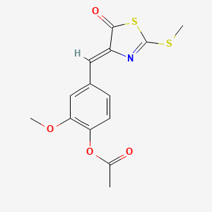 molecular formula C14H13NO4S2 B5811031 2-methoxy-4-{[2-(methylthio)-5-oxo-1,3-thiazol-4(5H)-ylidene]methyl}phenyl acetate 