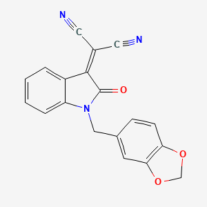 molecular formula C19H11N3O3 B5811176 [1-(1,3-benzodioxol-5-ylmethyl)-2-oxo-1,2-dihydro-3H-indol-3-ylidene]malononitrile 