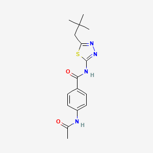 molecular formula C16H20N4O2S B5811226 4-(acetylamino)-N-[5-(2,2-dimethylpropyl)-1,3,4-thiadiazol-2-yl]benzamide 