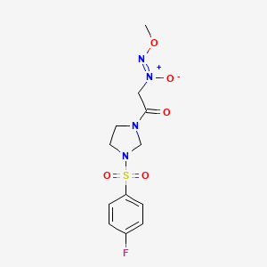 molecular formula C12H15FN4O5S B5811234 1-[(4-fluorophenyl)sulfonyl]-3-[(methoxy-NNO-azoxy)acetyl]imidazolidine 