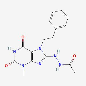 molecular formula C16H18N6O3 B5811246 N'-[3-methyl-2,6-dioxo-7-(2-phenylethyl)-2,3,6,7-tetrahydro-1H-purin-8-yl]acetohydrazide 