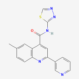 molecular formula C18H13N5OS B5811261 6-methyl-2-(3-pyridinyl)-N-1,3,4-thiadiazol-2-yl-4-quinolinecarboxamide 