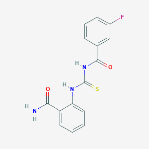 molecular formula C15H12FN3O2S B5811319 2-({[(3-fluorobenzoyl)amino]carbonothioyl}amino)benzamide 