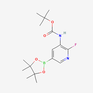 molecular formula C16H24BFN2O4 B581134 tert-Butyl (2-fluoro-5-(4,4,5,5-tetramethyl-1,3,2-dioxaborolan-2-yl)pyridin-3-yl)carbamate CAS No. 1310405-07-2