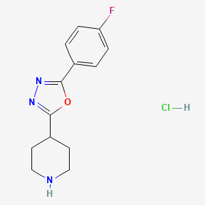 molecular formula C13H15ClFN3O B581137 2-(4-Fluorophenyl)-5-(piperidin-4-yl)-1,3,4-oxadiazole hydrochloride CAS No. 1205637-49-5