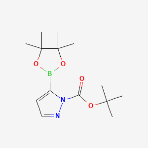 molecular formula C14H23BN2O4 B581152 Tert-butyl 5-(4,4,5,5-tetramethyl-1,3,2-dioxaborolan-2-YL)-1H-pyrazole-1-carboxylate CAS No. 1256359-17-7