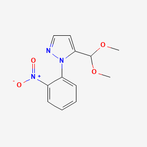 molecular formula C12H13N3O4 B581163 5-(dimethoxymethyl)-1-(2-nitrophenyl)-1H-pyrazole CAS No. 1269291-82-8