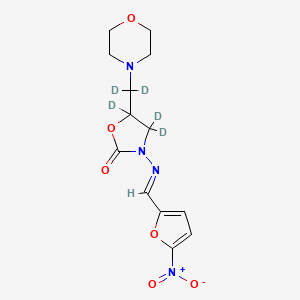 molecular formula C13H16N4O6 B581164 2-恶唑烷酮-4,4,5-d3，5-(4-吗啉基甲基-d2)-3-[[(5-硝基-2-呋喃基)亚甲基]氨基]- CAS No. 1015855-64-7