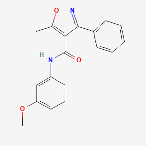 molecular formula C18H16N2O3 B5811642 N-(3-methoxyphenyl)-5-methyl-3-phenyl-4-isoxazolecarboxamide 