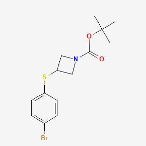 molecular formula C14H18BrNO2S B581171 1-Boc-3-(4-溴苯基)硫代氮杂环丁烷 CAS No. 1002355-69-2