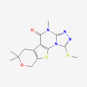 molecular formula C14H16N4O2S2 B5811776 4,7,7-trimethyl-1-(methylthio)-6,9-dihydro-7H-pyrano[4',3':4,5]thieno[3,2-e][1,2,4]triazolo[4,3-a]pyrimidin-5(4H)-one 