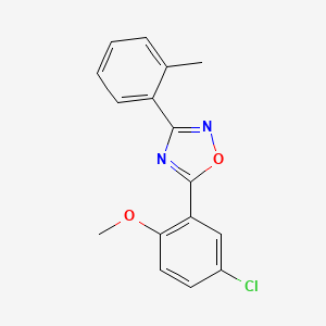 molecular formula C16H13ClN2O2 B5811952 5-(5-chloro-2-methoxyphenyl)-3-(2-methylphenyl)-1,2,4-oxadiazole 