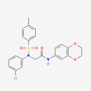 molecular formula C23H21ClN2O5S B5811988 N~2~-(3-chlorophenyl)-N~1~-(2,3-dihydro-1,4-benzodioxin-6-yl)-N~2~-[(4-methylphenyl)sulfonyl]glycinamide 