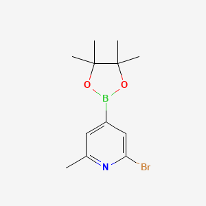 molecular formula C12H17BBrNO2 B581199 2-Bromo-6-methyl-4-(4,4,5,5-tetramethyl-1,3,2-dioxaborolan-2-YL)pyridine CAS No. 1321518-06-2
