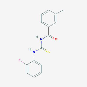 molecular formula C15H13FN2OS B5812327 N-{[(2-fluorophenyl)amino]carbonothioyl}-3-methylbenzamide 