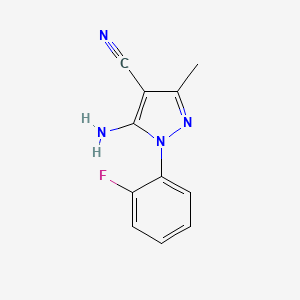 molecular formula C11H9FN4 B581243 5-氨基-1-(2-氟苯基)-3-甲基-1H-吡唑-4-腈 CAS No. 1072944-83-2