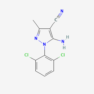 molecular formula C11H8Cl2N4 B581245 5-氨基-1-(2,6-二氯苯基)-3-甲基-1H-吡唑-4-腈 CAS No. 1072944-85-4