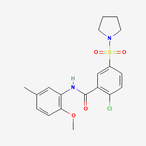 molecular formula C19H21ClN2O4S B5812488 2-chloro-N-(2-methoxy-5-methylphenyl)-5-(1-pyrrolidinylsulfonyl)benzamide 