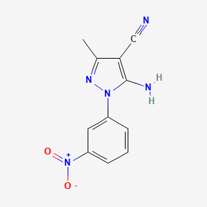 molecular formula C11H9N5O2 B581252 5-Amino-3-methyl-1-(3-nitrophenyl)-1H-pyrazole-4-carbonitrile CAS No. 107842-58-0